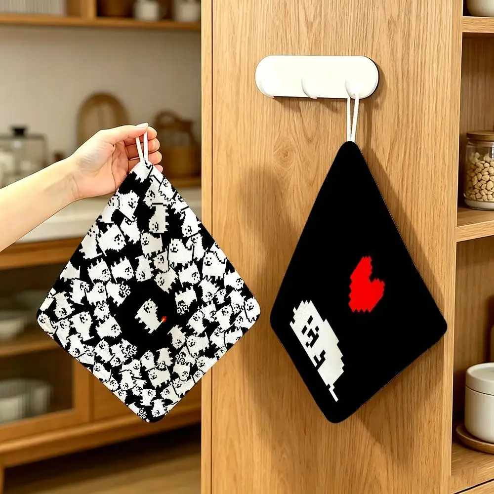 Undertale Annoying Dog  Anime Polyester Hanging Kitchen Hand Towel Durable Wear Resistant  Versatile Use Throughout Home
