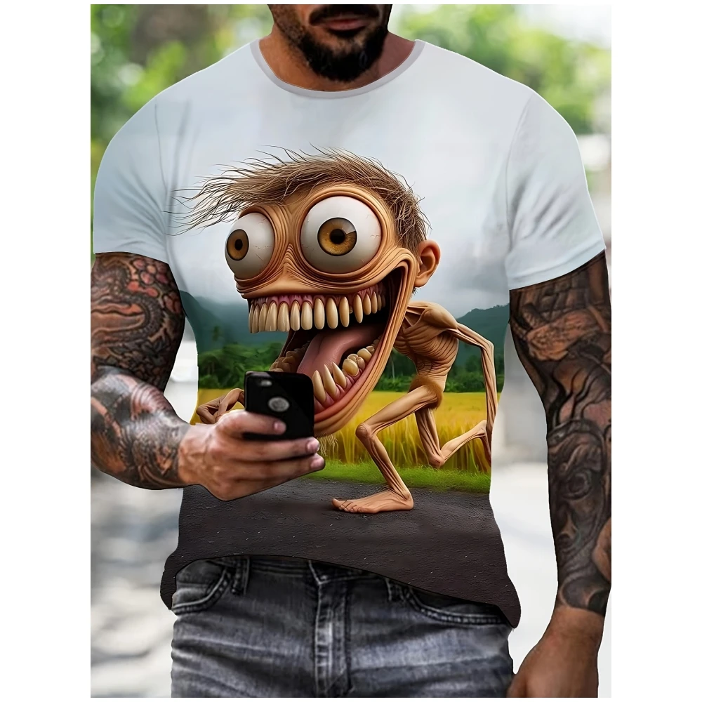 

Funny Men's T-Shirt 3D Cartoon Print Lightweight Polyester Summer Short Sleeve Outdoor Casual Comfortable O Neck Men's Clothing