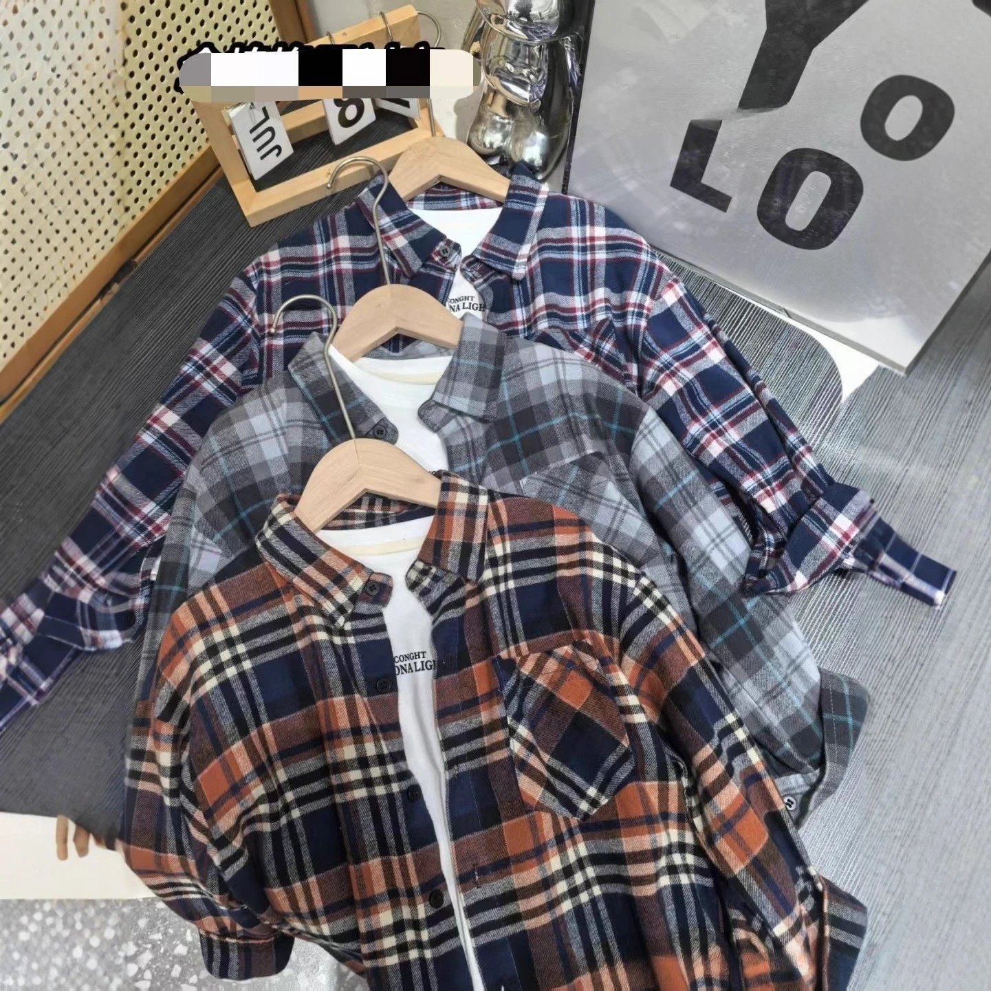 

Children's shirt 2025S autumn Korean version casual plaid shirt