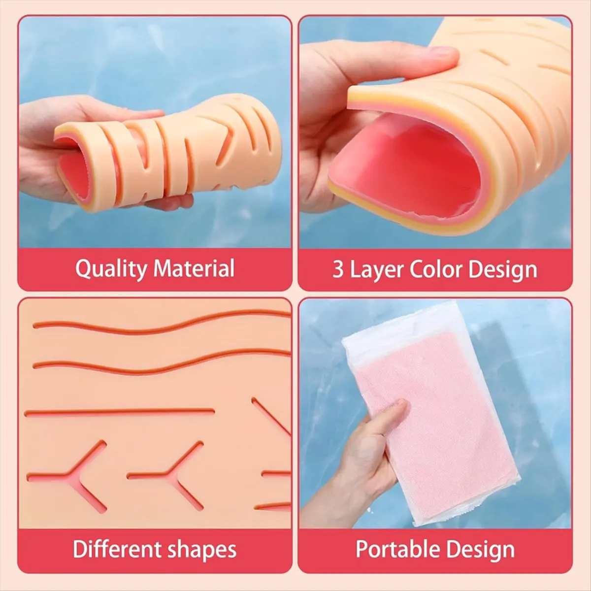 DT57 LATEST MODEL 10 Pcs Suture Practice Pads 3 Layer Suture Pad Kit with Wounds Hard to Rip Tear or Break for Nurses Training P