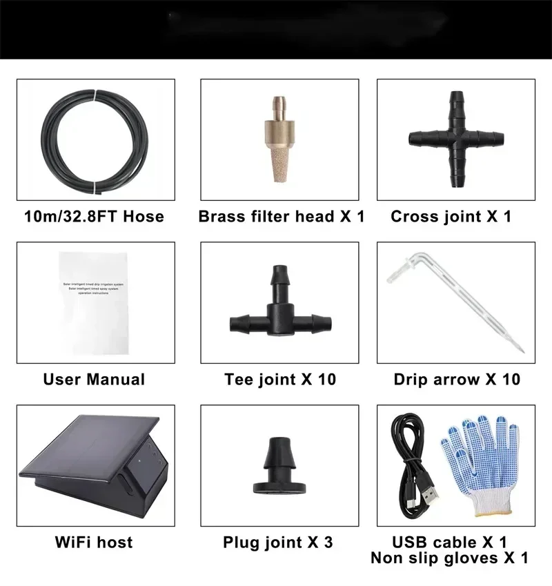 Tuya WiFi Solar Power Druppelbevloeiingssysteem Automatische Timerpomp Tuinbewateringsset 10/15 Koppen