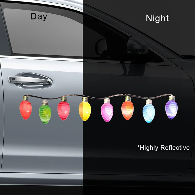 

Magnetic Christmas Car Decoration Sticker Refrigerator Magnets Santa Claus Light Bulb Snowman Reflective Stickers Accessories
