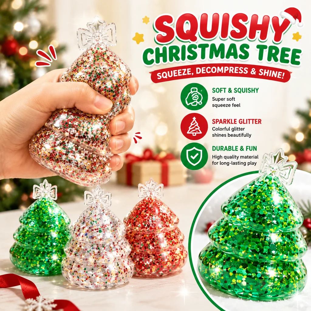 Cute Slow Rebound Squishy Christmas Tree Stress Relief Anti Stress Fidget Toy Decompression Best Seller Holiday Gift