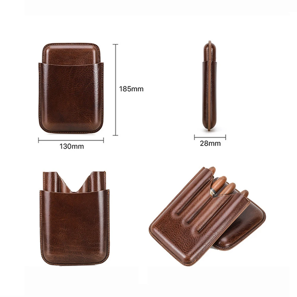 Genuine Leather Cigar Case Travel Portable Cigar Case Four-Compartment Cigar Case Box - view 4