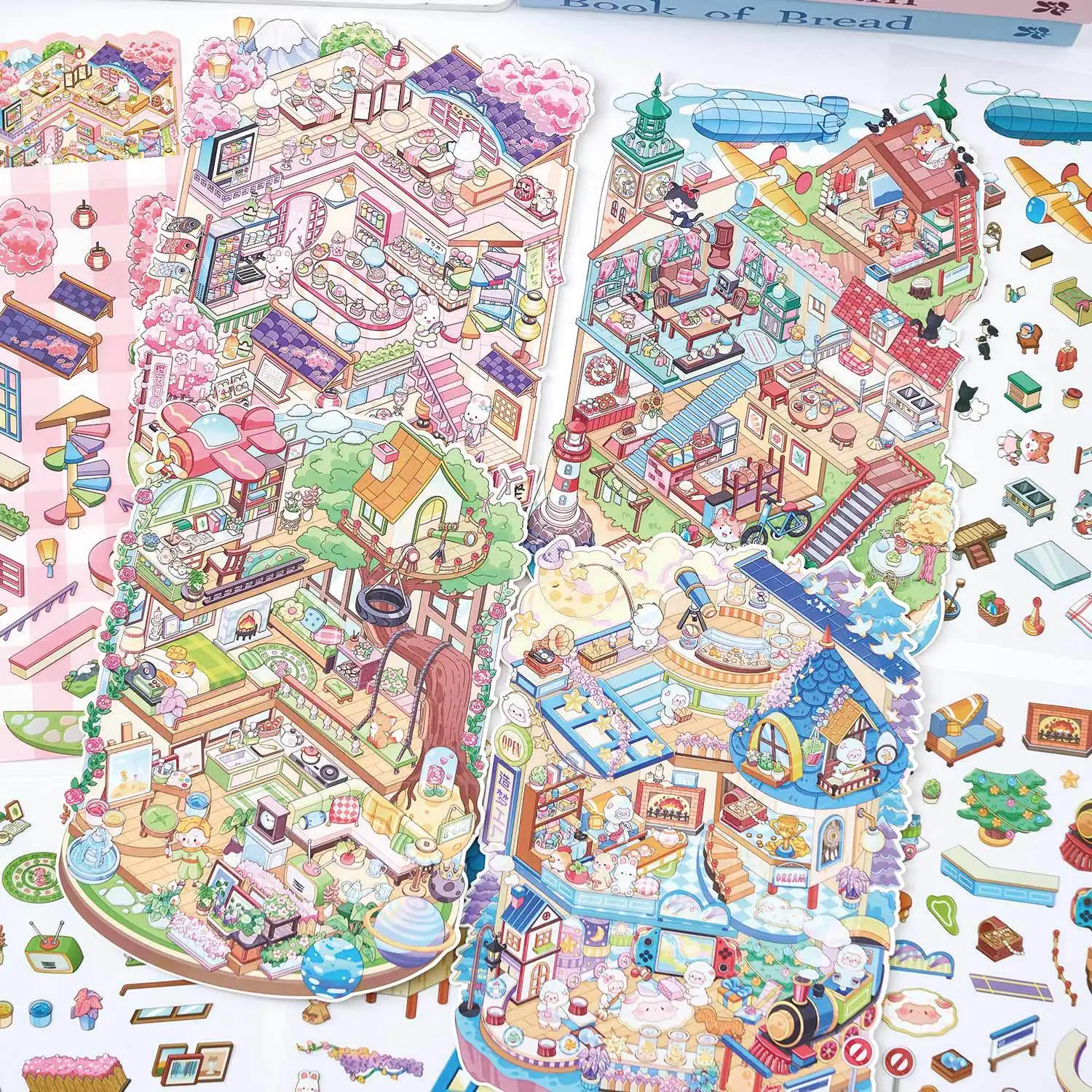 

Kawaii Dreaming Elves 3D Fantasy Life Landscape Sticker DIY Pocket Cabin Scene Halloween Children's Toys gifts