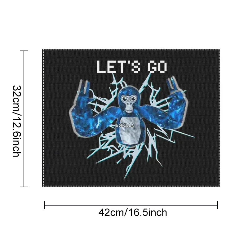 Let's Go Gorilla Tag Print Table Mats for Dining VR Gamer Placemat Coffee Coaster Pads Kitchen Tablecloth Table Decoration