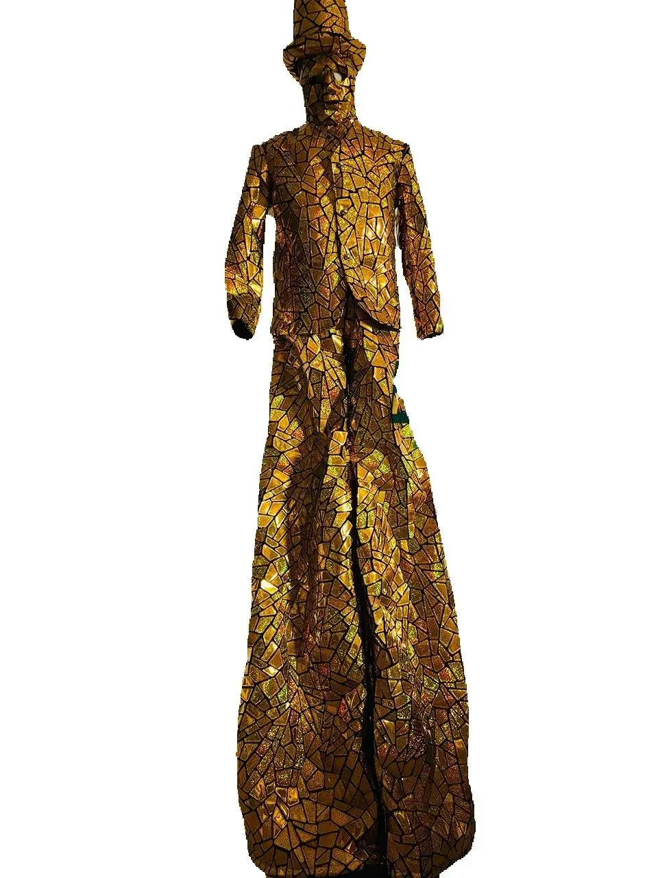 Roboter Stelzen Walker Glänzender Spiegel Paillettenstoff Anzüge Show Bühnenaufführung Cosplay Kostüme für Feiern Party Events