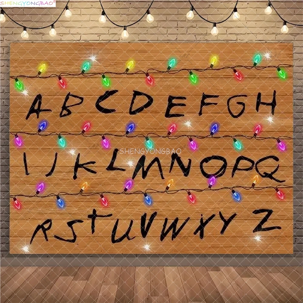 

American TV Stranger Luminous Letter String Photography Backdrops Prop Alphabet Light Baby Gift Birthday Party Background ZZ-05