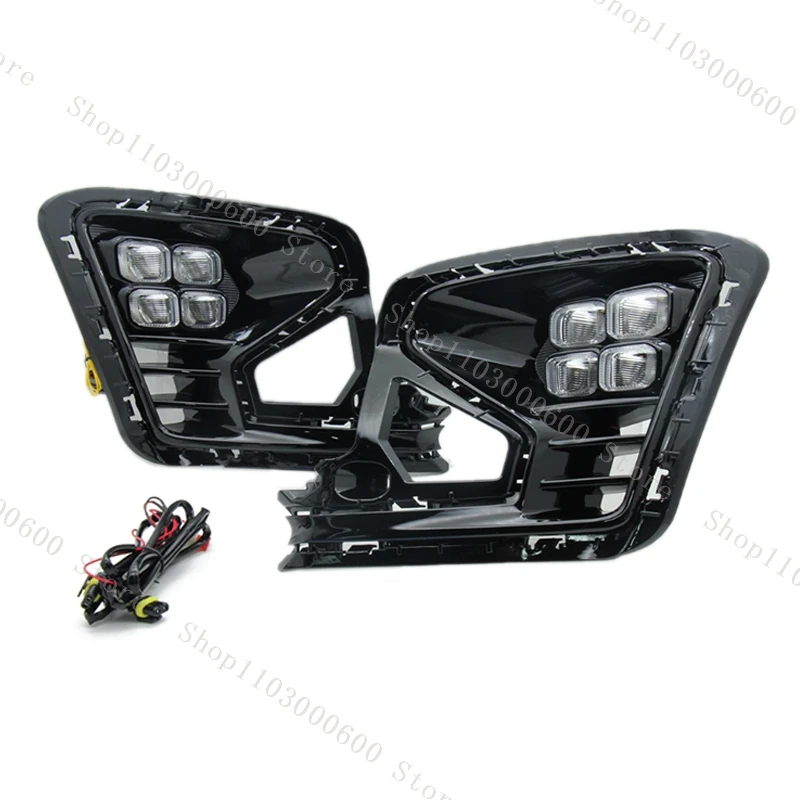 1 Pair For Kia Rio 2022 2023 LED Front Bumper Fog Light DRL Daytime Driving Running Lamp White Yellow Color Foglamp