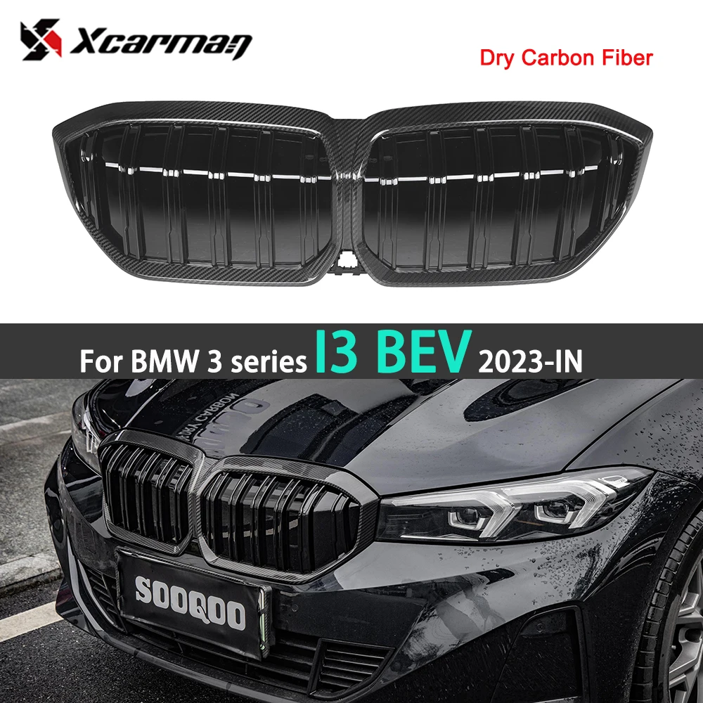 

Real Dry Carbon Fiber Front Grilles For BMW 3 Series I3 BEV 2023-IN Piano Black ABS Bumper Hood Kidney Grille Car Replacement