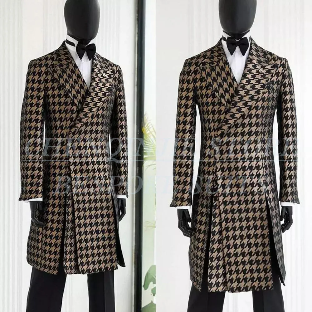

SILIWEYA High Quality Men's Suits Blazer Formal Double Breasted Peak Lapel Long Jacket 1 Piece Outfits Customzied Classic Terno