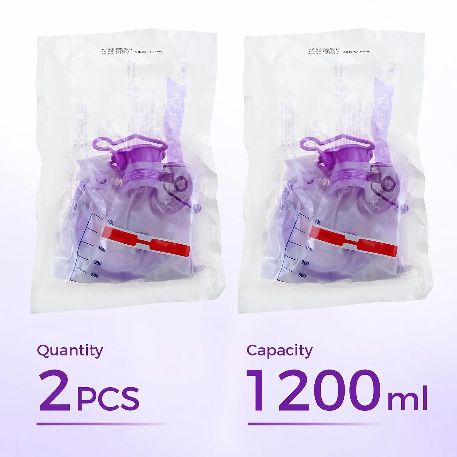 2pcs 1.2L Plant Drip Bag Clear Graduations Liquid Flow Valve Self Irrigation Potted Plants Garden Home Automatic Watering System