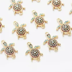 2Pcs Cz Pave Schildpad Animal Bedels Voor Sieraden Maken Hanger Bevindingen Diy Hand Gemaakt Messing 14K Vergulde accessoires 15*20Mm