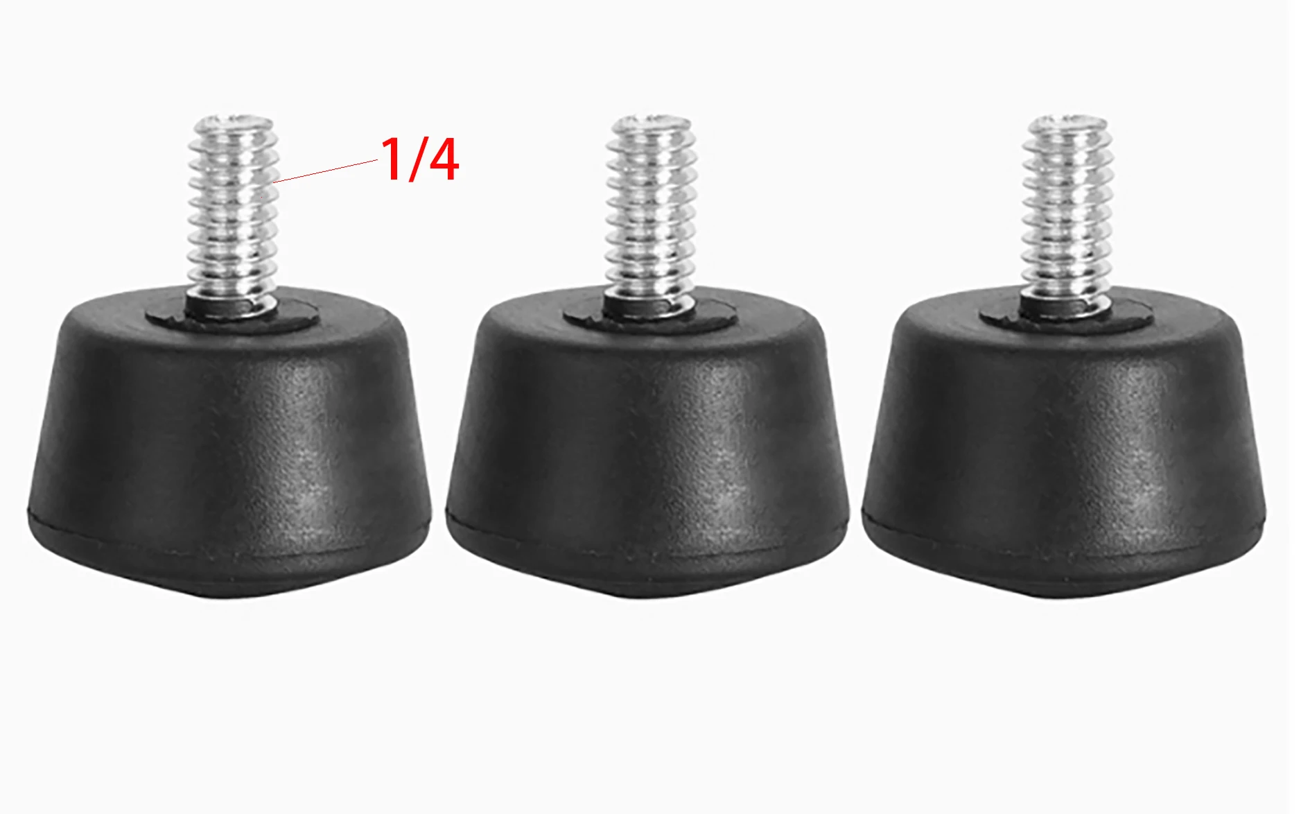 3pcs Universal Anti-slip 1/4' Spike Tripod Rubber Foot For Gitzo Manfrotto Fluid, 1/4 Spike, 1/4-20 Thread Spikes
