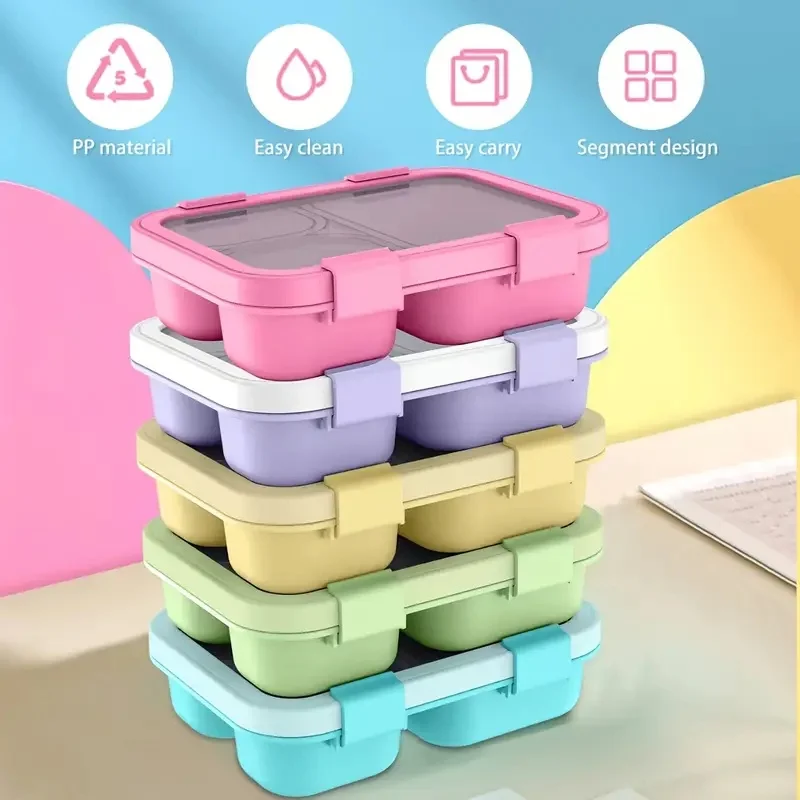 1/2pcs Bento Box Salad Lunch Box Sealed Fruit Box with Visible Transparent Lid, Minimally Designed 3 Independent Divided Bento