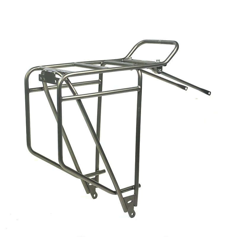 Rack traseiro de aço inoxidável para viagens de bicicleta, porta-bagagens, bolsa de transporte de bicicleta, cabide de carga, prateleiras traseiras, longa distância