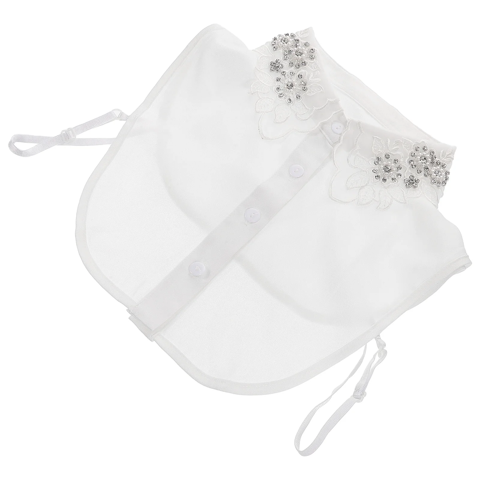 Полый искусственный воротник для женщин, белые воротники со стразами, блузка с накладными лацканами, съемная хлопковая блузка