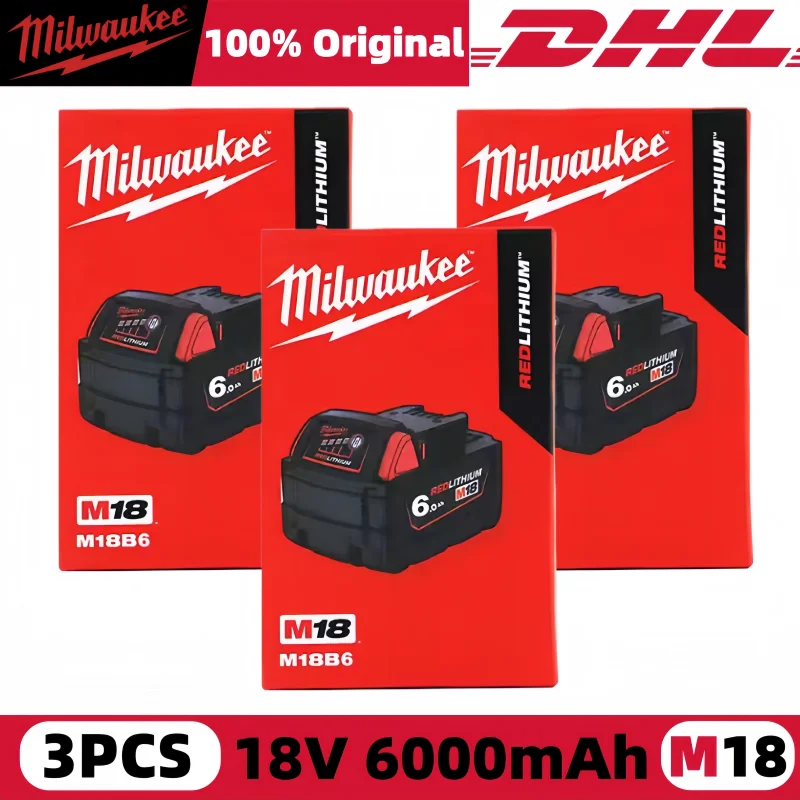 100% New Milwaukee M18 6.0Ah High Output Battery 18V Lithium-ion Rechargeable for Milwaukee M18 Cordless Power Tools 18v Battery image 3