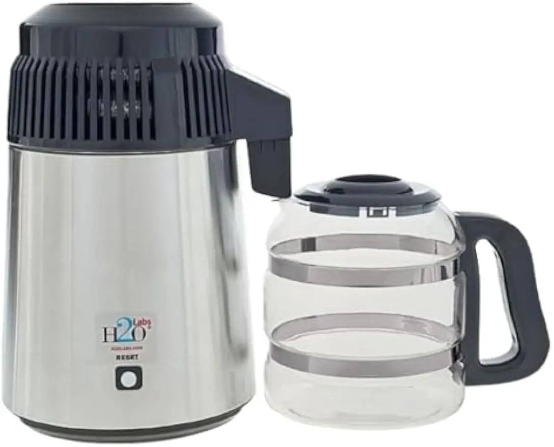 H2oLabs Best-in-Class Stainless Steel Home Water Distiller & Glass Carafe | With Exclusive Activated Carbon Mega Pods