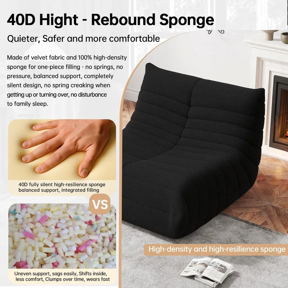 كراسي بين باج من إسفنج الذاكرة للبالغين - كراسي أرضية من القطيفة للقراءة مع مريح من مادة تيدي ناعمة #4