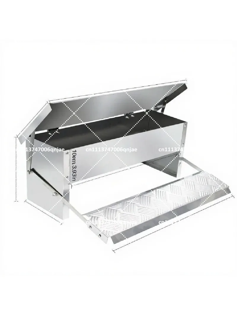 Stainless Steel Automatic Chicken Feeder Trough with Foot Pedal, Mouse-Proof Poultry Feeding Pan for Farm