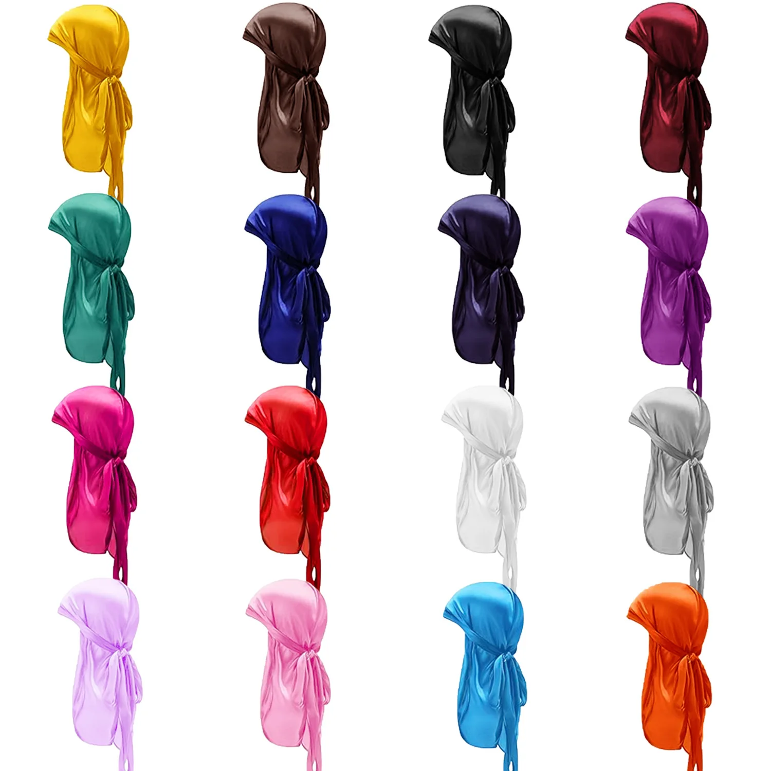 حريري Durag للأطفال بنين بنات طويل الذيل قبعة قرصان الهيب هوب عصابات الأطفال أغطية الرأس إكسسوارات الشعر قبعة عمامة مرنة #2