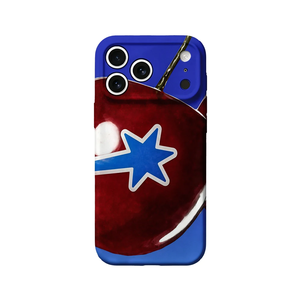 Red Cherry Blue Star Phone Case For iPhone 17 16 15 14 13 12 11 Pro Max Air 16e 7 8 Plus XS Max X XR Hard PC Bumper Cover