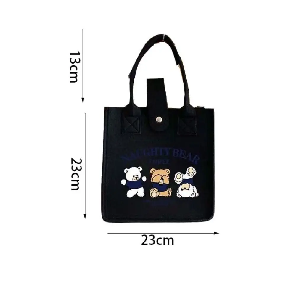 New Reusable Felt Handbag Casual Three Little Bear Travel Bags Large Capacity Mummy Bag