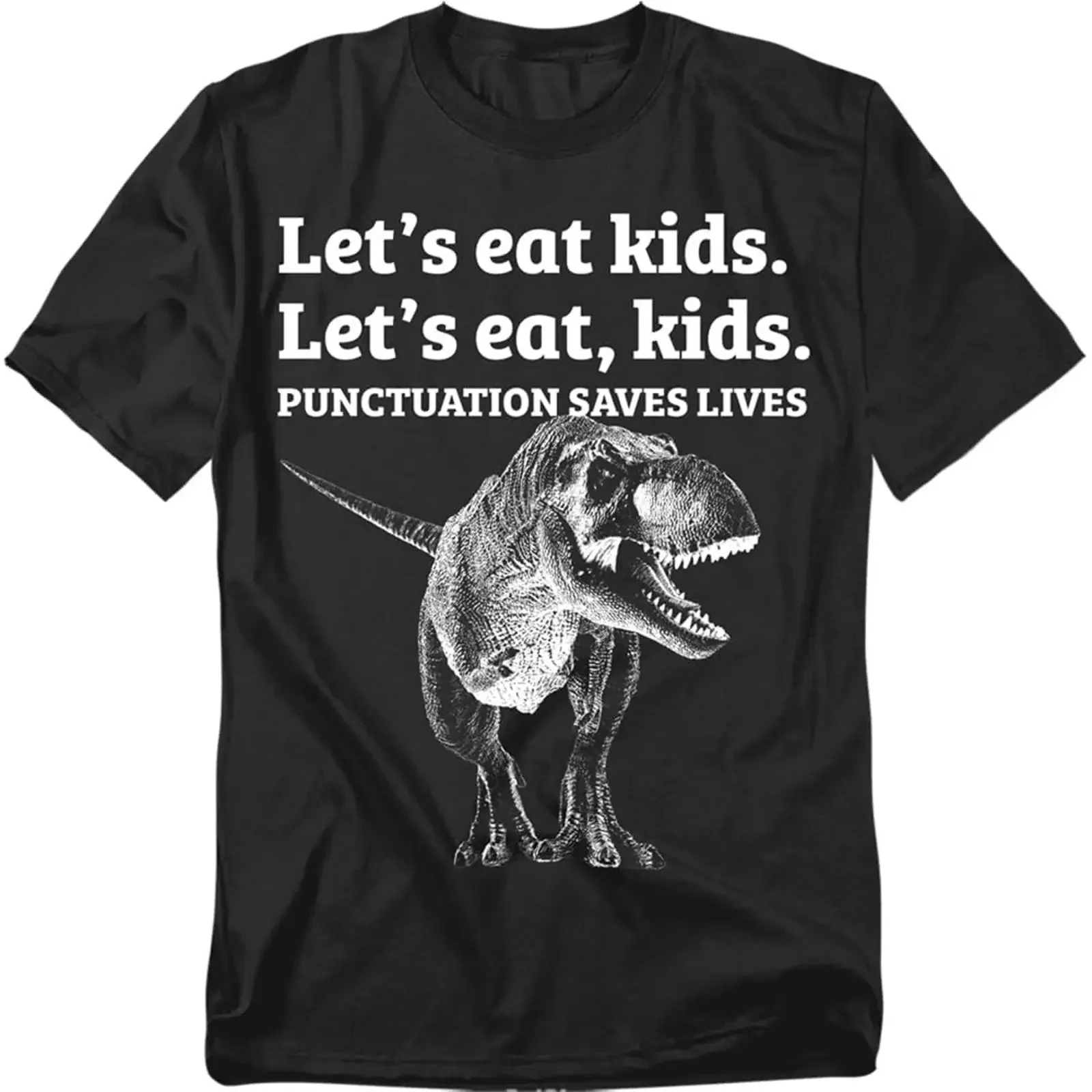 Popfunk Punctuation Saves Lifes T Rex Funny Grammar Shirt  vintage Washed streetwear Unisex Slightly Comfortable homme