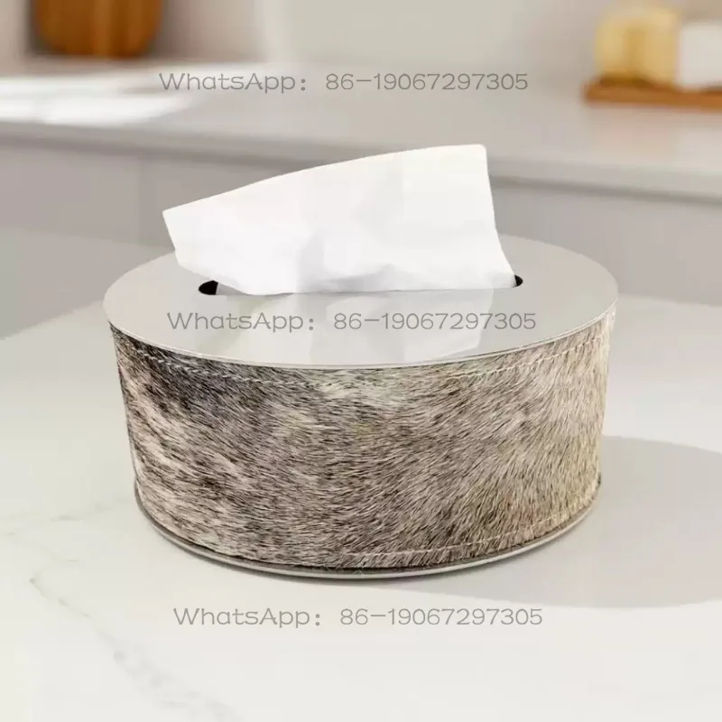 Modern Light Luxury Stainless Steel Oval Tissue Box Creative Ornament
