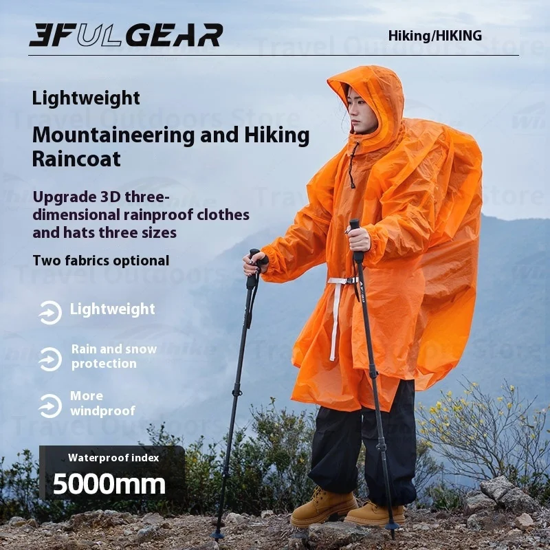 3F UL GEAR 2026 Hiking Raincoat Long Sleeved Rain Poncho Women/Men 210T/15D Ultralight Outdoor Hooded Rain Coat With Storage Bag - view 2