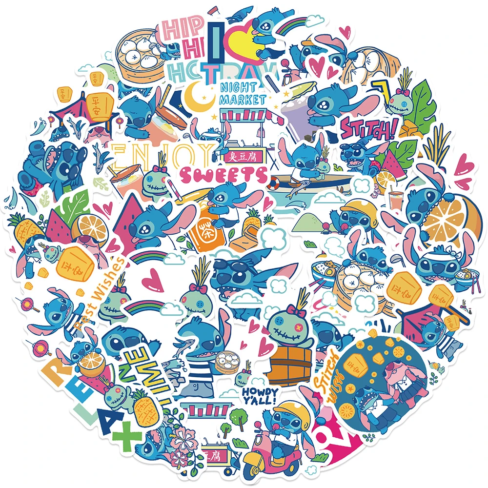 

10/20/40pcs Kawaii Disney Stitch Stickers Anime Decal Toys Waterproof Graffiti Skateboard Laptop Motorcycle Cute Cartoon Sticker