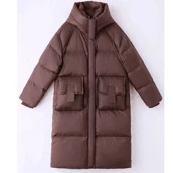 2024 autunno/inverno Trendy Maillard medio-lungo al ginocchio Breadms giacche larghe spesse giacche di cotone moda invernale parka con cappuccio