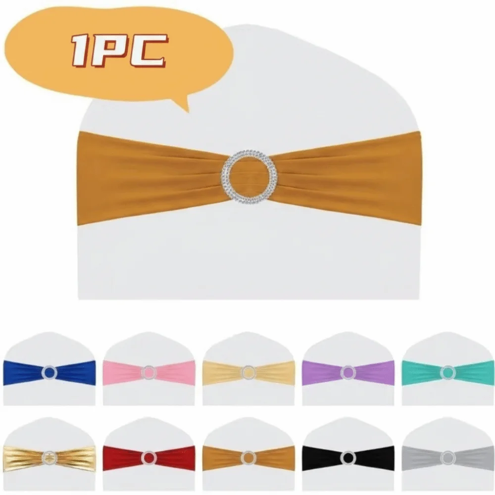 Spandex Stretch Chair Sashes Universal Fit Elastic Chair Cover Bands Buckle Slider Anti Slip Wedding Chair Bows