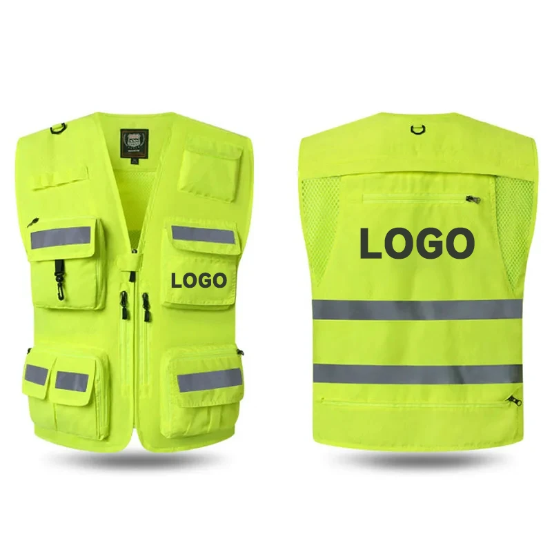 

High Visibility Safety Reflective Vest Large Pocket Breathable Mesh Construction Worker Work Clothes Motorcycle Cycling Clothes