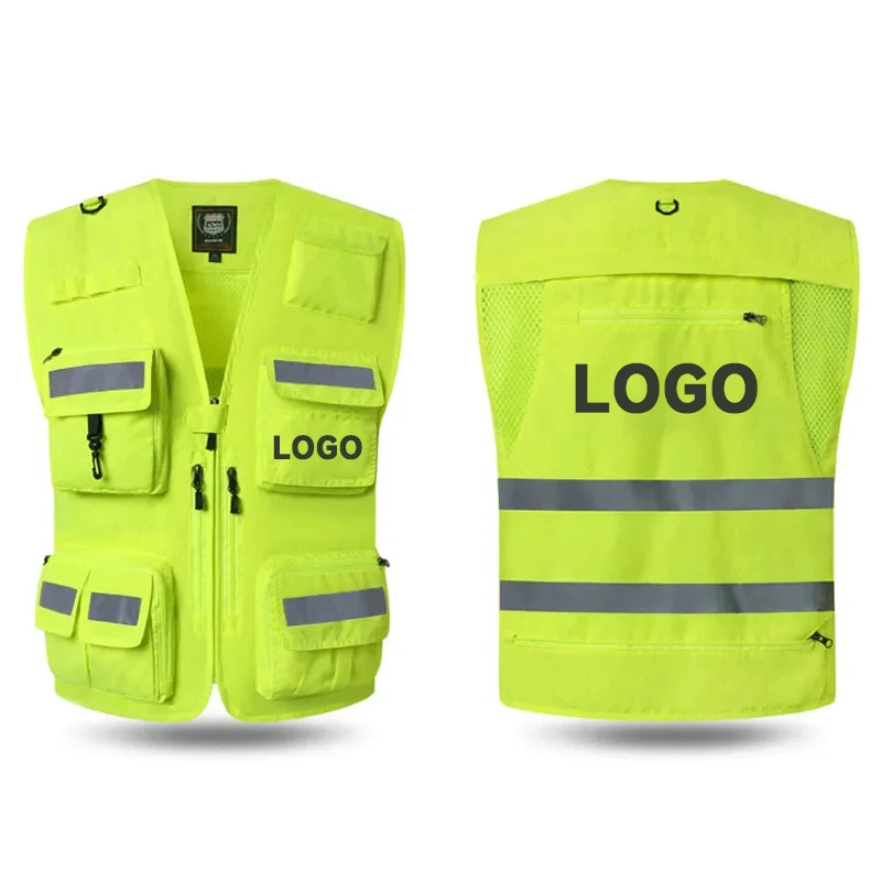 High Visibility Safety Reflective Vest Large Pocket Breathable Mesh Construction Worker Work Clothes Motorcycle Cycling Clothes