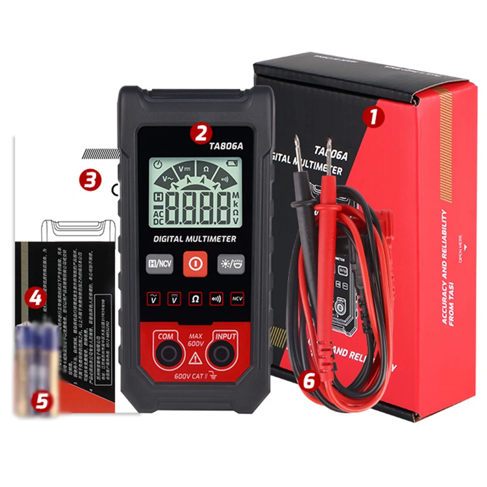 

Automatic Identification Digital Multimeter Auto-Ranging Measurement Backlit LCD Display Energy Saving Design For Home Use