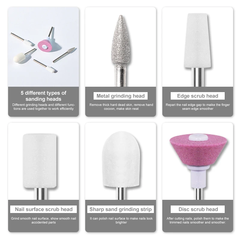 ชุดเครื่องมือที่กรอเล็บไฟฟ้าขนาดเล็ก5ใน1ชุดเครื่องมือปากกาตะไบขัดเล็บ SST ลับเล็บสำหรับขัดเล็บ