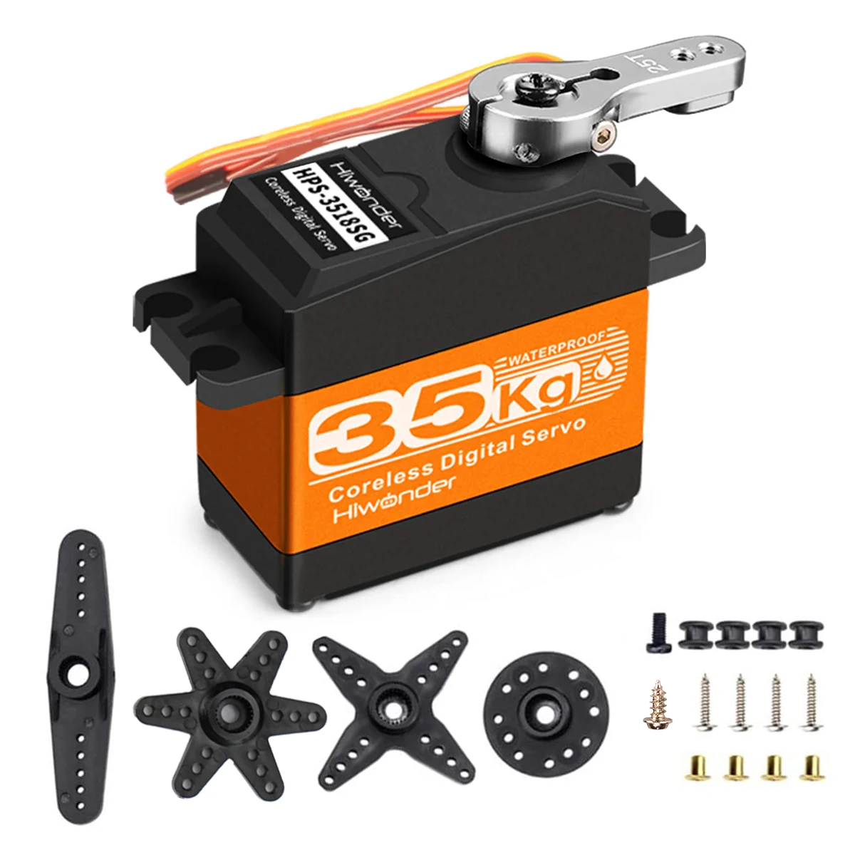 HPS-3518SG High Speed Coreless 35KG High Torque Stainless Steel Gear Waterproof PWM Servo Motor with 180° Controllable Angle