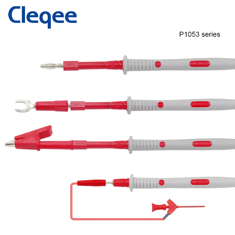 Cleqee P1503 Series Multimeter Test Leads Kit with Replaceable Needle Probe 4mm Banana Plug Alligator Clip SMD Test Cable