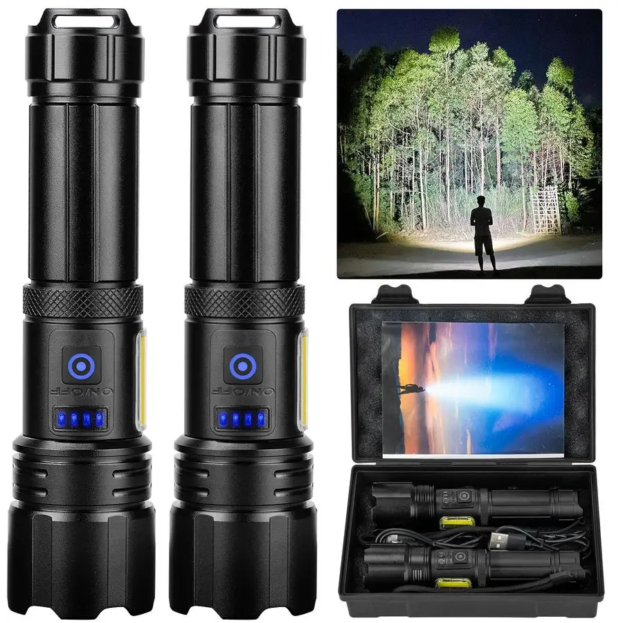 

LED Rechargeable Flashlights High Lumens, 99,000 LM Super Bright Powerful Flashlight, High Powered Flash Lights Waterproof Handh