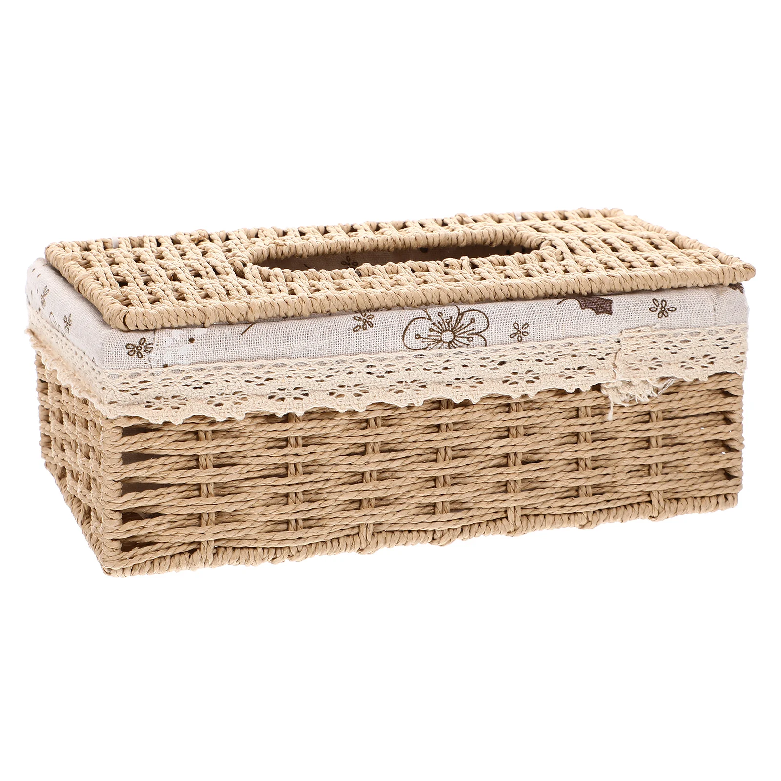 

Straw Box Handwoven Container Sturdy Wear Resistance Napkin Case Smooth Pull Paper Towel Organizer Home Office Bedroom Living