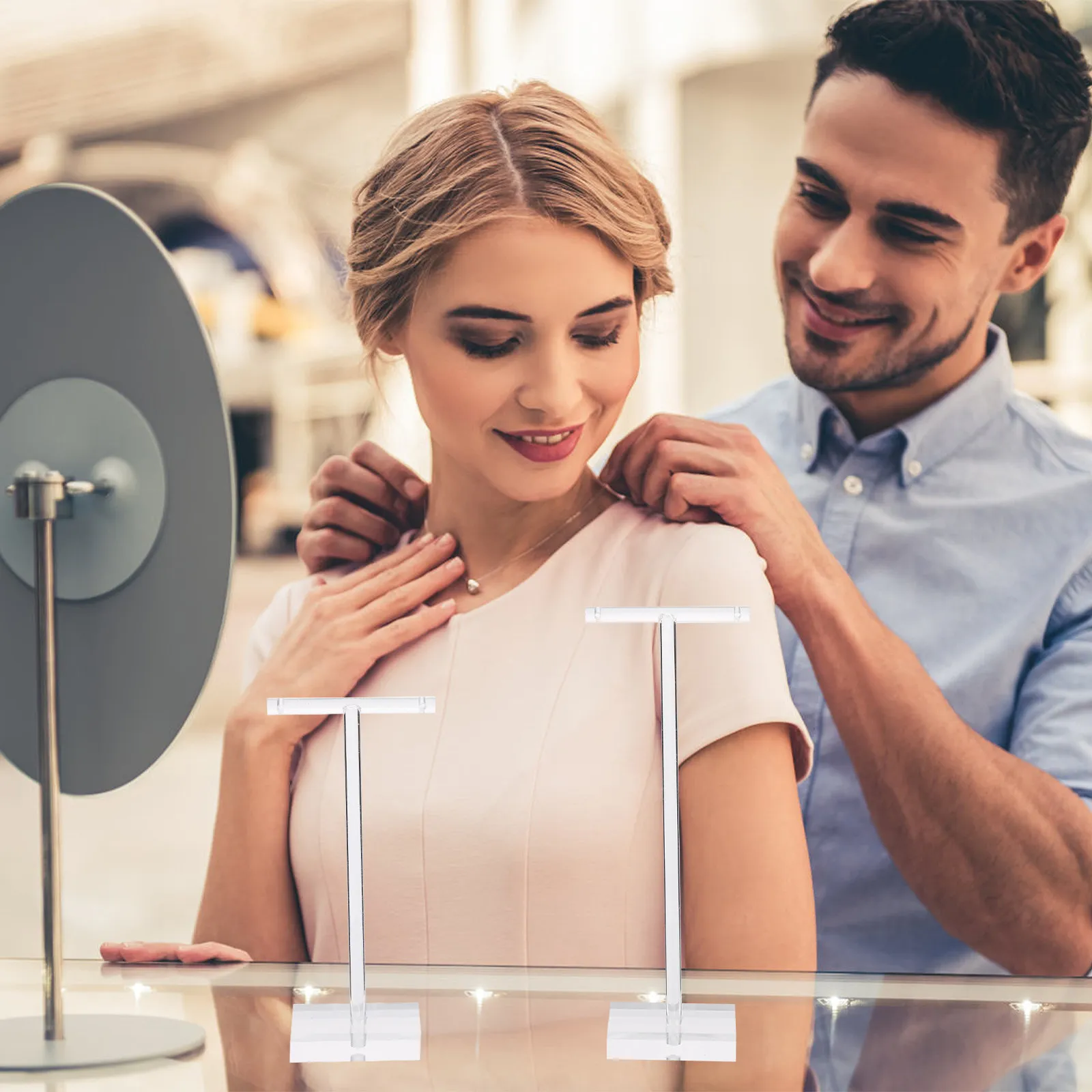 

2Pcs T-Bar Earring Display Rack Clear Acrylic Jewelry Organizer Display Stand Trade Show Gallery T-Typed Jewelry Holder