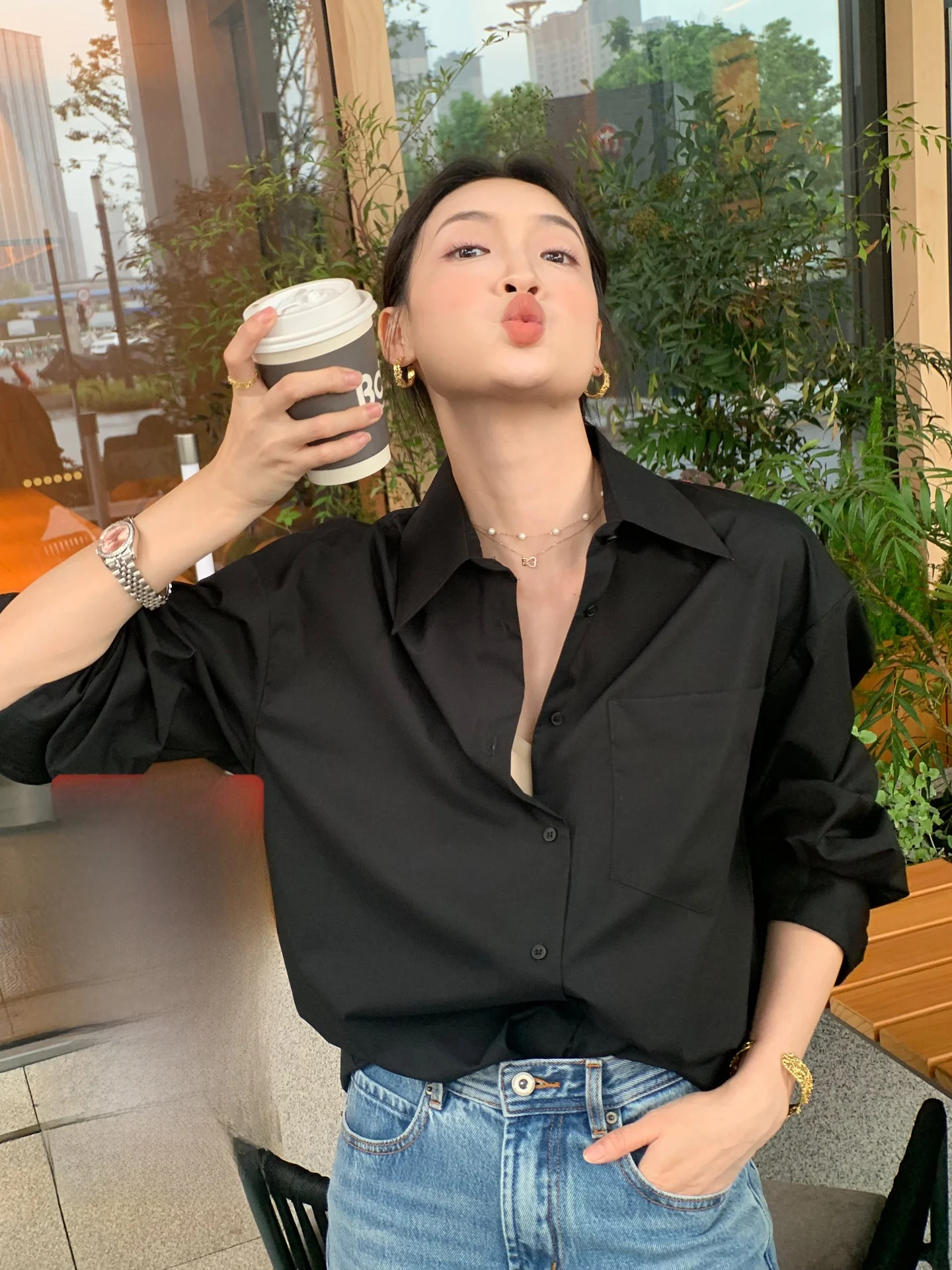 

Легкая хлопковая рубашка Fol Else с длинным рукавом для женщин: модный универсальный топ для ранней весны, дышащая деловая одежда