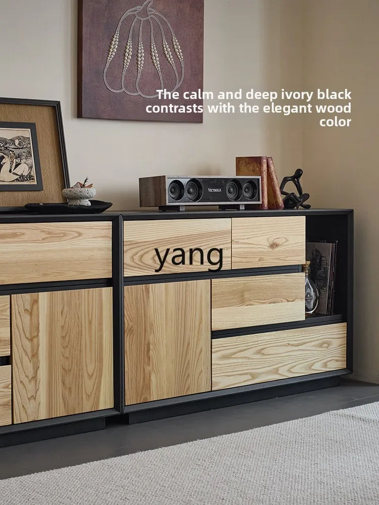 CX solid wood TV cabinet living room household small apartment sofa side cabinet