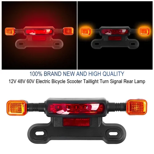 Imagen 2 del producto Luz trasera LED 3 en 1 para freno de scooter eléctrico/conducción/señal de giro, pieza de luz de marcha 48/60/12V
