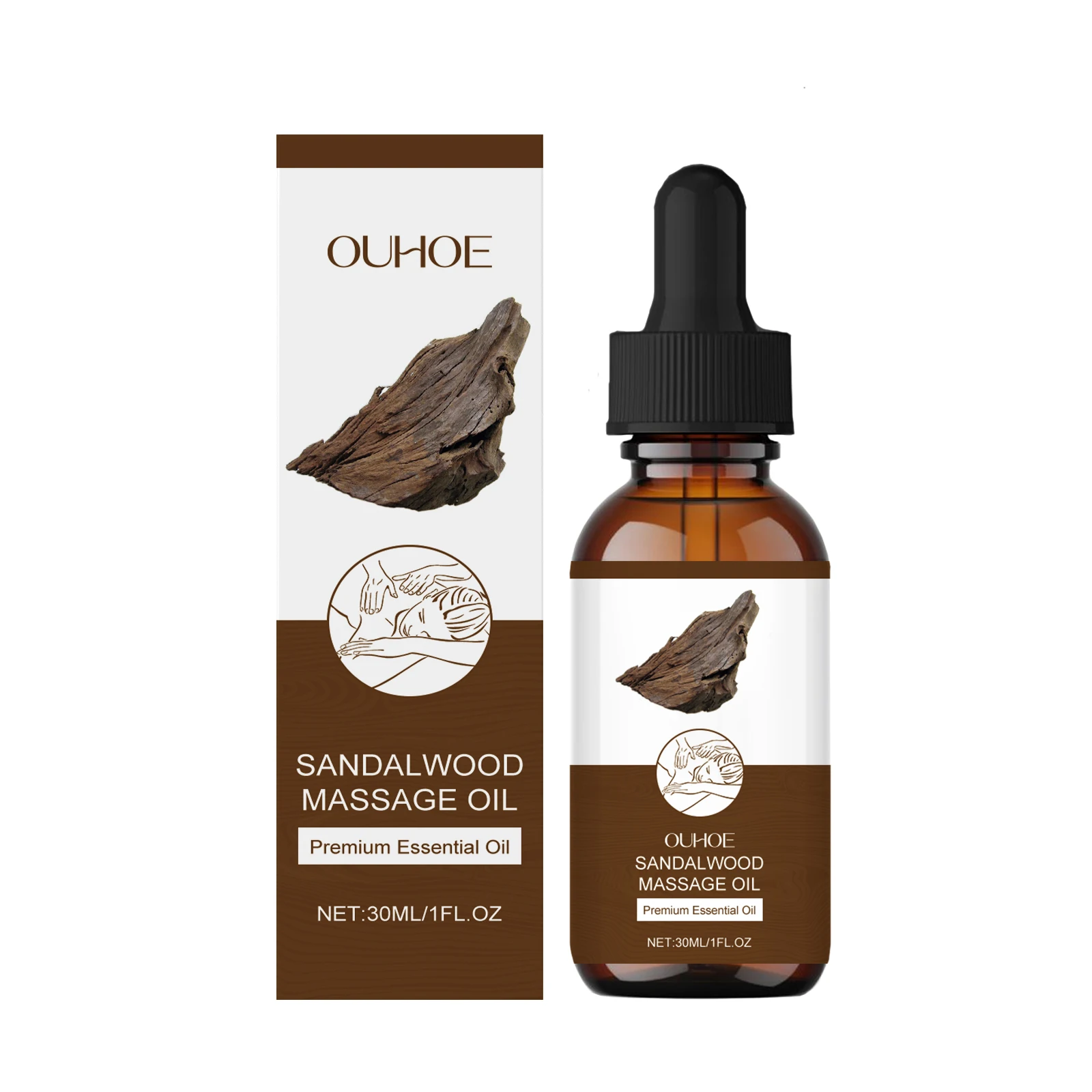 

OUHOE Sandalwood Massage Essential Oil Gently Moisturizes Whole Body Skin Daily Body Care Massage Sandalwood Essential Oil 1pcs