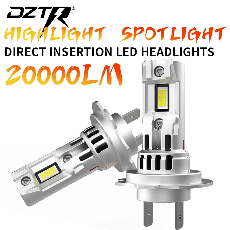 DZTR 2Pcs H7 H18 H4 Turbo LED Headlight Bulb Mini Wireless 120W 20000LM CSP for Car Headlamp Auto Head Lamp 12V 6000K White