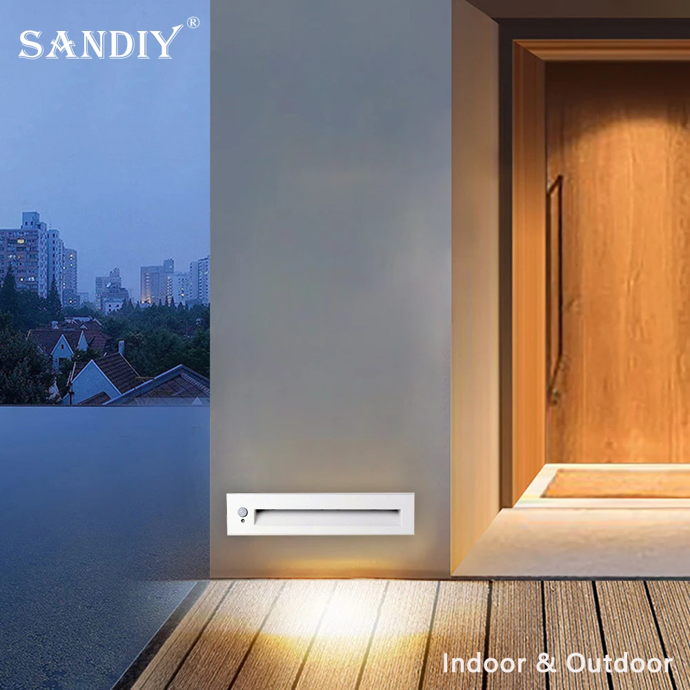 

SANDIY Recessed Stair Lights Motion Sensor Wall Sconce Lamps Outdoor Step Lighting Indoor Luminaire for Balcony Foyer Bathroom