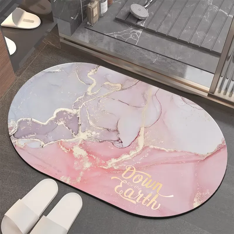 Custom Super Absorbent Non Slip Rubber Diatomite Oval Bathroom Floor Mats Household Hotel Bath Carpets  Accessories
